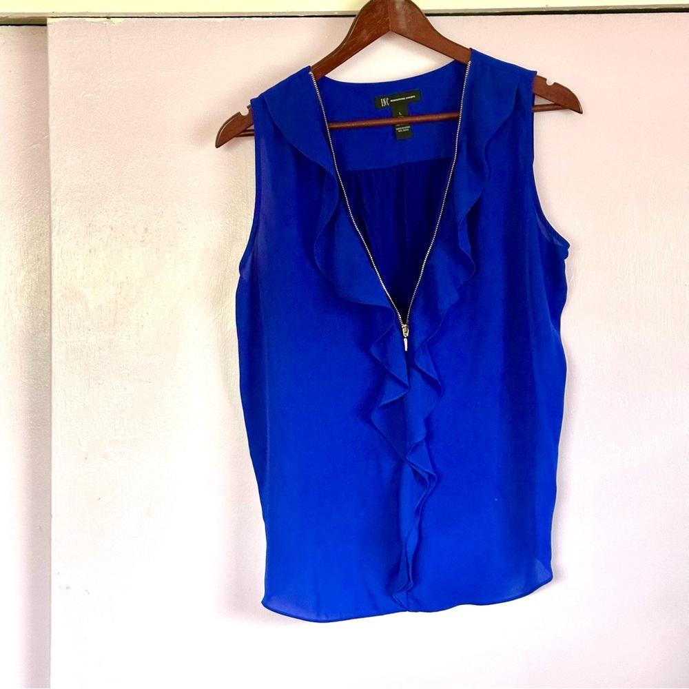 INC International Concepts Royal Blue Ruffle Blouse